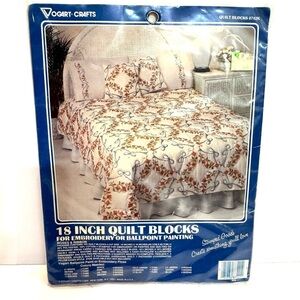 Vogart Embroidery Kit NIP 6 Blocks 18"  8742K Roses And Ribbon Design READ